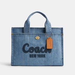 COACH 蔻驰 Denim Cargo牛仔女包 Logo-Embroidered Denim Tote Bag