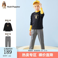 暇步士童装套装男女童春秋季中大童卡通印花柔软舒适时尚休闲套装 钻石黑 120cm