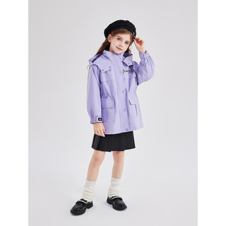 笛莎Deesha 童装女童外套中大童时尚外套 紫色 165