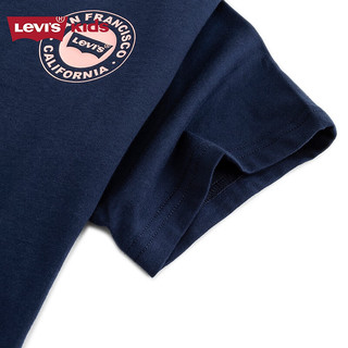 Levi's李维斯童装24夏季男童纯棉短袖T恤儿童休闲上衣 深靛蓝 120/60(6)