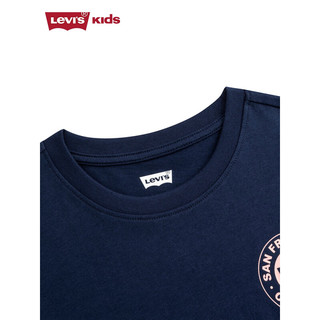 Levi's李维斯童装24夏季男童纯棉短袖T恤儿童休闲上衣 深靛蓝 110/52(4)