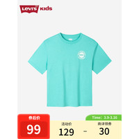 Levi's李维斯童装24夏季男童纯棉短袖T恤儿童休闲上衣 鹦鹉绿 160/80