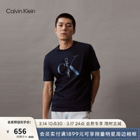 Calvin Klein Jeans24春夏男士休闲通勤经典字母印花纯棉短袖T恤40KC829 CEF-藏青 XL