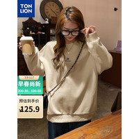 唐狮 TONLION女圆领侧边织带卫衣 驼灰 M