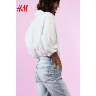 H&M女装牛仔裤2024春季CleanFit简约微弹修身高腰长裤1199187 淡牛仔蓝 165/80A 42