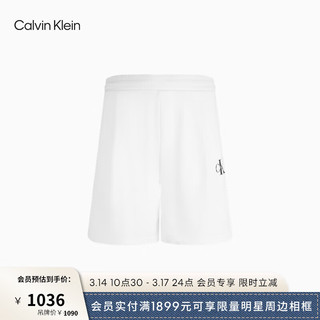 Calvin Klein Jeans24春夏男女中性松紧腰印花宽松运动短裤J400375 YAF-月光白 L