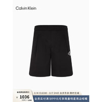 Calvin Klein Jeans24春夏男女中性松紧腰印花宽松运动短裤J400375 BEH-太空黑 L