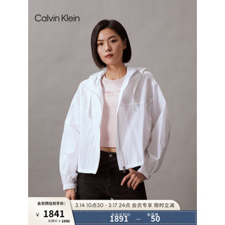 Calvin Klein Jeans24春夏女士提花织带抽绳可打包薄夹克外套J223342 YAF-月光白 L