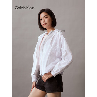 Calvin Klein Jeans24春夏女士提花织带抽绳可打包薄夹克外套J223342 YAF-月光白 S