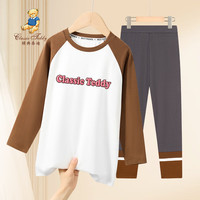 Classic Teddy精典泰迪女童套装儿童T恤打底裤两件套中大童运动春装 白色 150