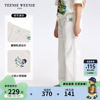 Teenie Weenie Kids小熊童装24春夏女童宽松刺绣松紧腰牛仔裤 象牙白 140cm