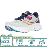 saucony 索康尼 向导15跑步鞋女款缓震支撑运动鞋GUIDE 15 10684 GRY-灰金 7