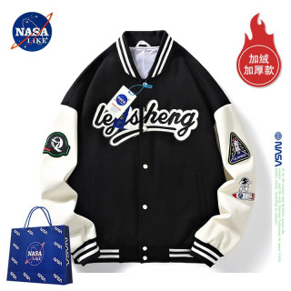 nasalike潮牌外套春秋季植绒棒球服男女美式飞行员夹克大码男士上衣服