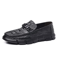 IQGD皮鞋男士套脚一脚蹬英伦商务休闲正装系带耐磨6855 黑色 42  升级款|头层牛皮+内里猪皮