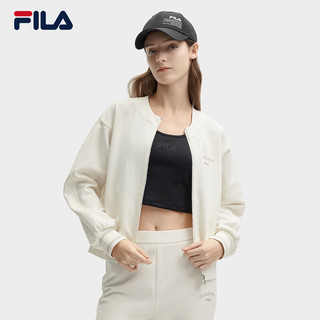 FILA 斐乐女士针织长袖外套2024春时尚简约休闲宽松上衣 玉兔白-IV 170/88A/L