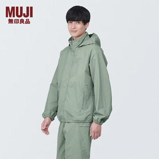 无印良品 MUJI  男式 不易沾水 尼龙 防风夹克 男士外套 早春BI011A4S 浅绿色 S (165/84A)