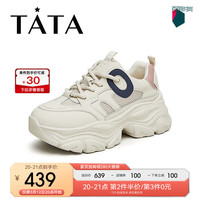 他她（TATA）2024春时尚休闲百搭女老爹鞋WP401AM4 米/蓝/粉 38