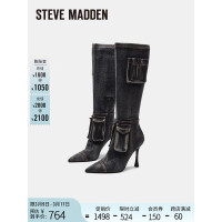 史蒂夫·马登 STEVE MADDEN/思美登冬时装靴做旧牛仔长靴女骑士靴 BECKHAM 黑色 35