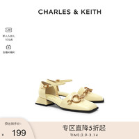 CHARLES & KEITH CHARLES&KEITH;春夏女鞋CK1-60900154女士链条装饰方头粗跟单鞋女