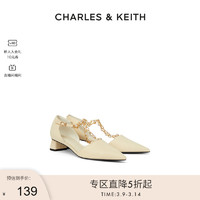 CHARLES & KEITH CHARLES&KEITH;春夏女鞋CK1-60361410女士交叉链条饰尖头中跟单鞋