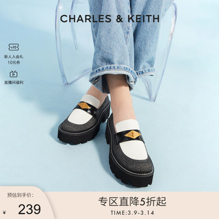 CHARLES & KEITH CHARLES&KEITH春夏女鞋CK1-70920109女士英伦风厚底乐福鞋