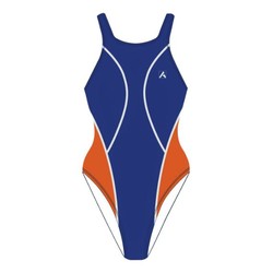 AMORESY Aphrodite系列三角连体时尚运动性感显瘦遮肚竞技泳衣 蓝色 XXL