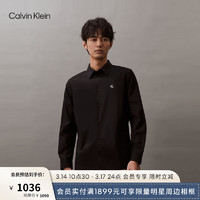 Calvin Klein Jeans24春夏男士商务休闲刺绣字母通勤长袖衬衫J325908 BEH-太空黑 XL