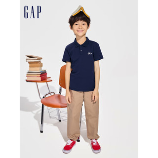 Gap男童2024春季速干logo印花短袖polo衫儿童装上衣890536 海军蓝 150cm (L)亚洲尺码