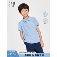 Gap男童2024春季速干logo印花短袖polo衫儿童装上衣890536 蓝色 120cm(XS)亚洲尺码