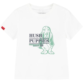 暇步士（Hush Puppies）童装男女童短袖夏装儿童短袖圆领衫精梳棉汗布柔软舒适休闲 芥末绿 105cm