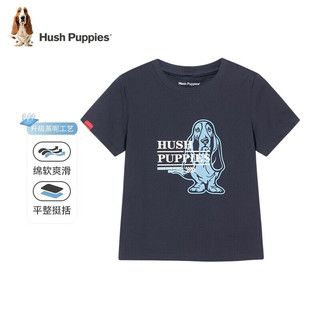 暇步士（Hush Puppies）童装男女童短袖夏装儿童短袖圆领衫精梳棉汗布柔软舒适休闲 芥末绿 105cm