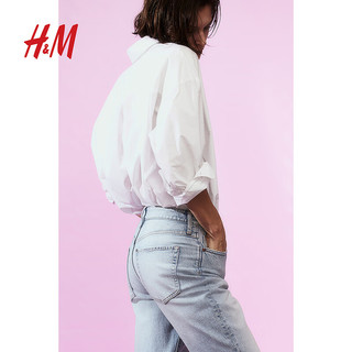 H&M女装牛仔裤2024春季CleanFit简约微弹修身高腰长裤1199187 淡牛仔蓝 160/68A 36