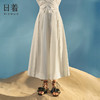 日着（rizhuo）原创设计女装2024年夏季小众宽松垂感阔腿八分高腰裙裤子 砂白 S