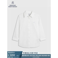 布克兄弟（BrooksBrothers）女士24早春免烫简约纯色宽距领衬衫 1001-白色 8