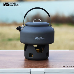 mobigarden牧高笛户外露营烧水壶铝合金便携茶壶08烧水壶酒精炉