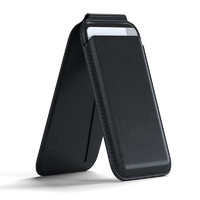 satechi环保素皮MagSafe磁吸钱包支架适用苹果iPhone15/14/13系列背夹卡包 黑色
