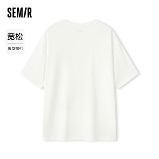 森马（Semir）短袖T恤女中长款宽松趣味2024夏季印花上衣可爱潮酷109324100025 XL 本白10102