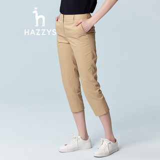 哈吉斯（HAZZYS）女装 春夏款休闲裤直筒休闲8分休闲裤ATDSP02BP24 米色BI 155/66A 34