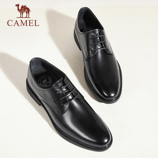骆驼（CAMEL）男士牛皮复古擦色商务正装德比皮鞋 G13M005088 黑色 38 黑色（B款）
