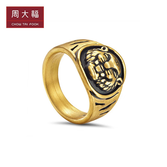 CHOW TAI FOOK 周大福EOR1071 男士霸气虎头黄金戒指19号【报价价格评测