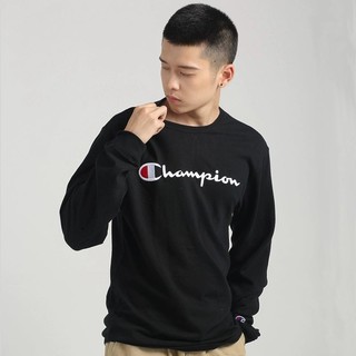 Champion 网球穿搭美国champion春秋男女情侣圆领刺绣秋长袖T恤打底衫单穿