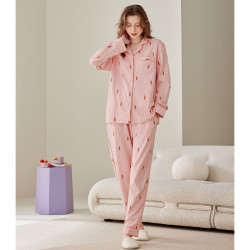 88vipfenteng芬腾睡衣女春秋季纯棉长袖开衫套装甜美女士宽松加大码