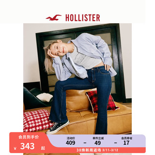 HOLLISTER24春夏低腰深色修身复古喇叭弹力牛仔裤女 356706-1 深色水洗 10 (165/76A)