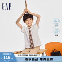 Gap男童2024春季速干logo印花短袖polo衫儿童装上衣890536 白色 130cm(S)亚洲尺码