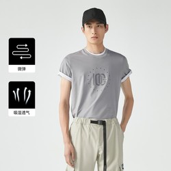 K-BOXING 劲霸男装 商务休闲春夏季新款男式t纯色圆领短袖棉T恤