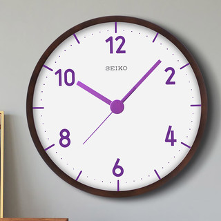 SEIKO日本精工时钟家用免打孔挂墙钟表客厅卧室10英寸实木挂钟