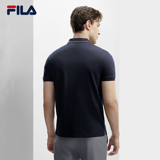 FILA 斐乐男子针织短袖POLO衫2024春季时尚休闲简约上衣 传奇蓝-NV 185/104A/XXL