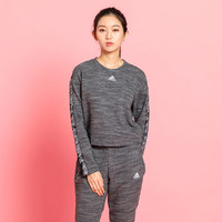 限尺码：adidas 阿迪达斯 卫衣女装圆领串标运动保暖套头衫