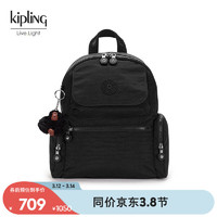 Kipling男女款轻便帆布2024春季休闲书包旅行包双肩背包|MATTA MATTA-深黑色