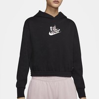 NIKE 耐克 女子套头衫 花卉针织连帽加绒保暖短款套头衫连帽卫衣